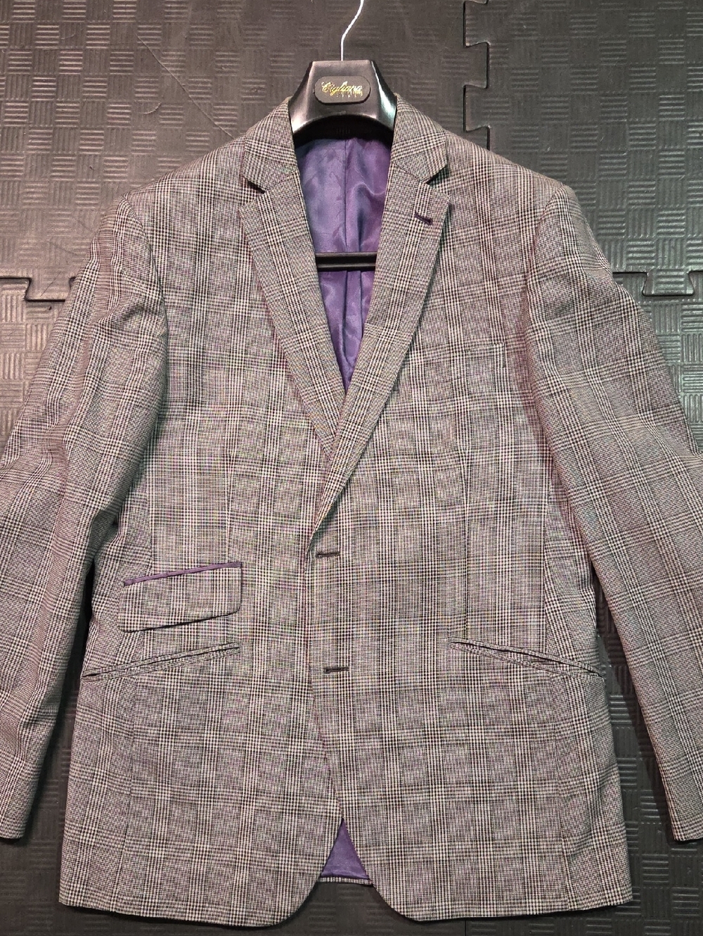Ted Baker Gray Glen Plaid Sport Coat with Purple Lining